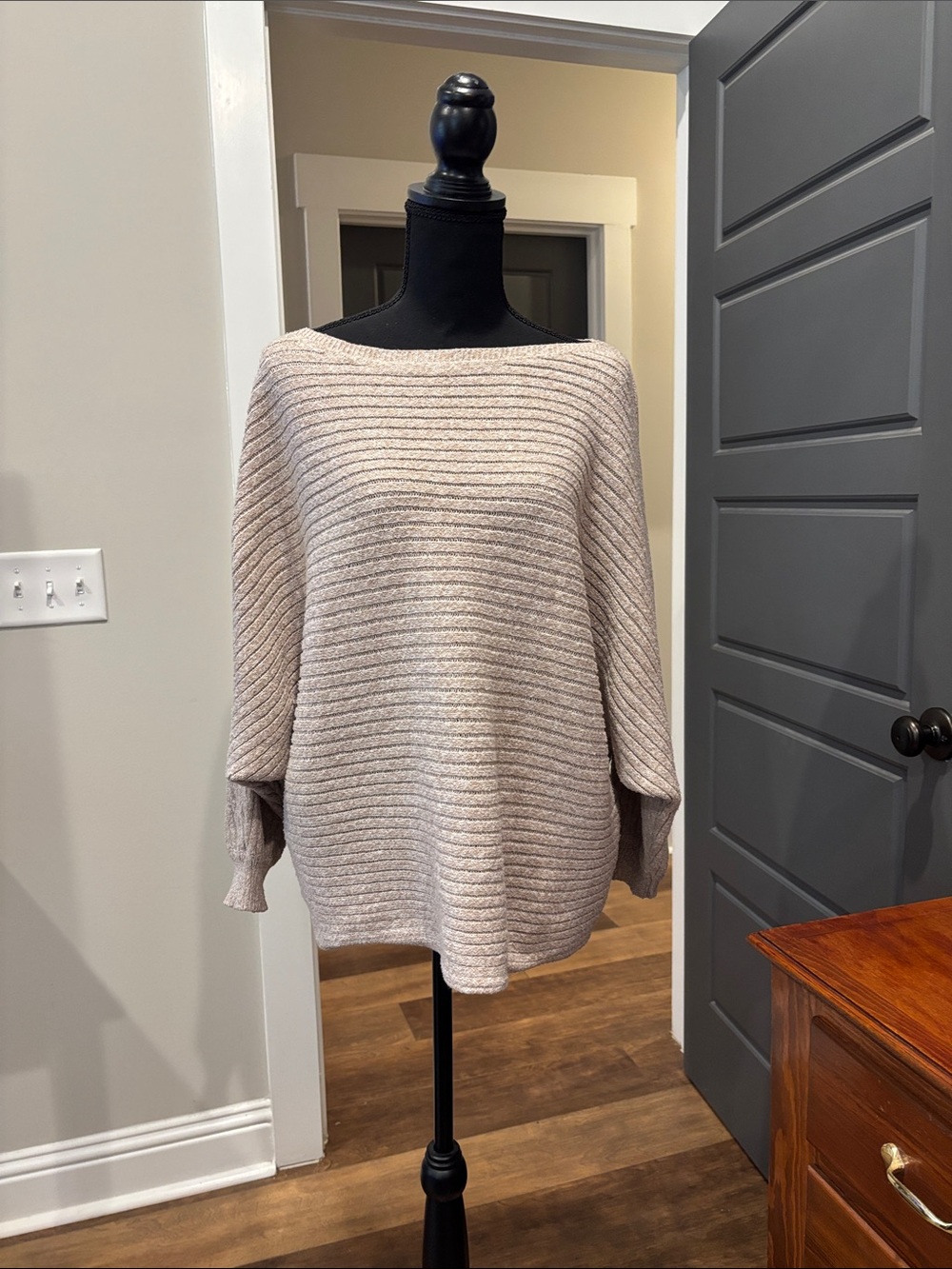 SHEIN Ribbed Off-the-Shoulder Boatneck Sweater - Cream